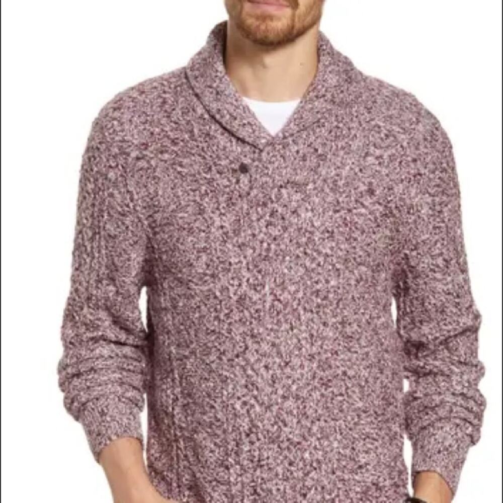 1901 Burgundy Shawl Collar Mélange Pullover XL